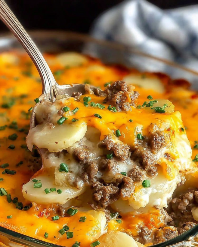 Cheesy Ground Beef and Potato Casserole Recipe